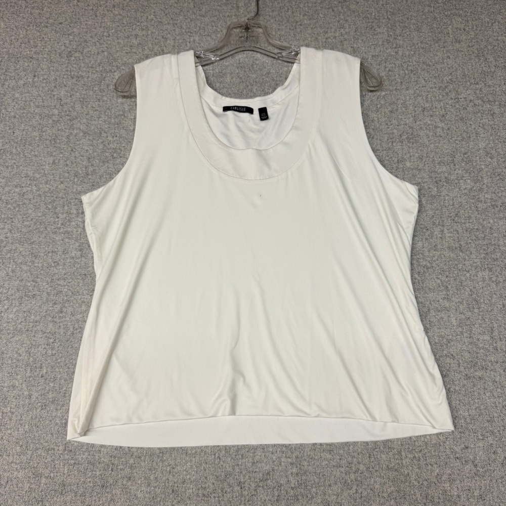 Carlisle Sleeveless Shell Top XL White Nylon Spandex Scoop Neck Layering Stretch - Picture 1 of 8
